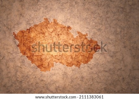 map of czech republic on a old ancient vintage crack paper background