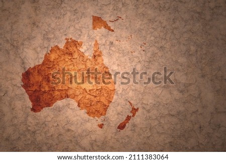 map of oceania on a old ancient vintage crack paper background