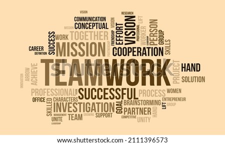 Teamwork word cloud template. Business concept vector background. Royalty-Free Stock Photo #2111396573