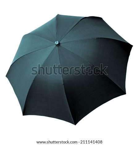 Black umbrella isolated over a white background - cool cyanotype