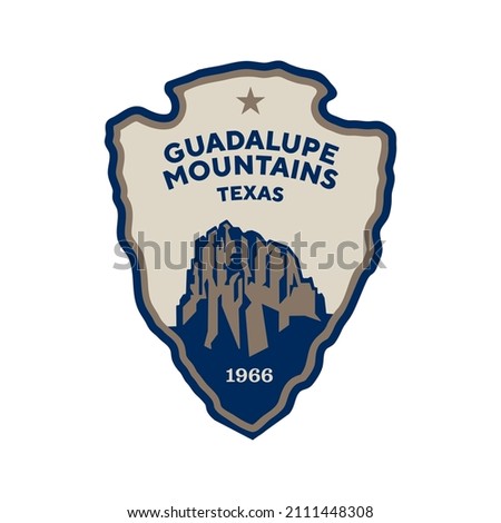 Emblem patch logo illustration of Guadalupe Mountains National Park, Texas, USA. Royalty-Free Stock Photo #2111448308