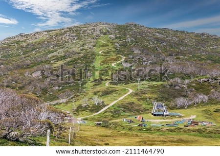 Photograph of a ski run in summer in Perisher Valley in the Snowy Mountains in New South Wales in Australia