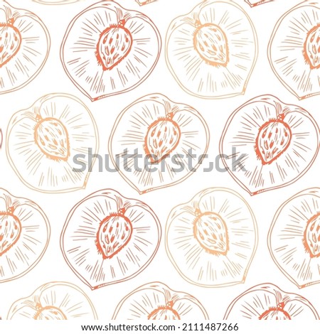 Peach fruit graphic color seamless pattern sketch illustration vector