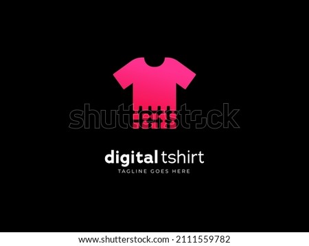virtual digital tshirt fashion logo with digital tee icon