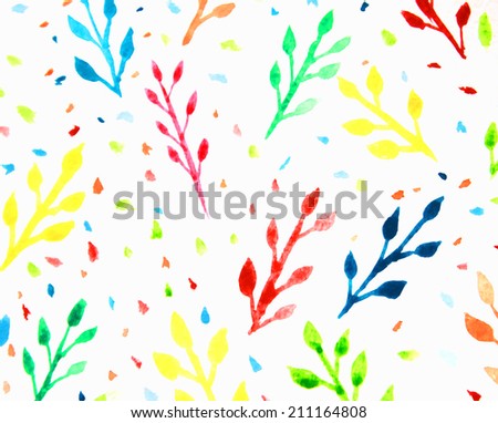 Floral watercolor pattern, texture with flowers. Floral pattern. Original floral background. Colored flowers pattern. Foliage