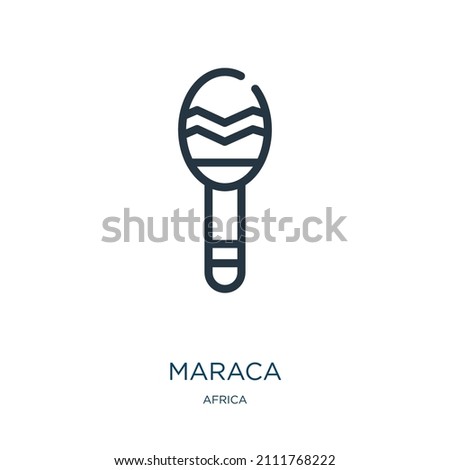 maraca thin line icon. music, maracas linear icons from africa concept isolated outline sign. Vector illustration symbol element for web design and apps.