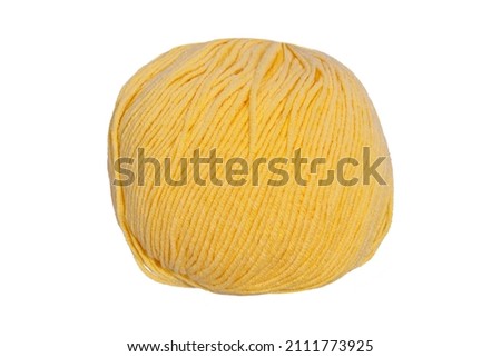 yellow ball of wool isolated on white background. High quality photo