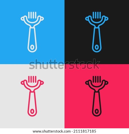 Pop art line Hair brush for dog and cat icon isolated on color background. Brush for animal fur. Pet accessory.  Vector