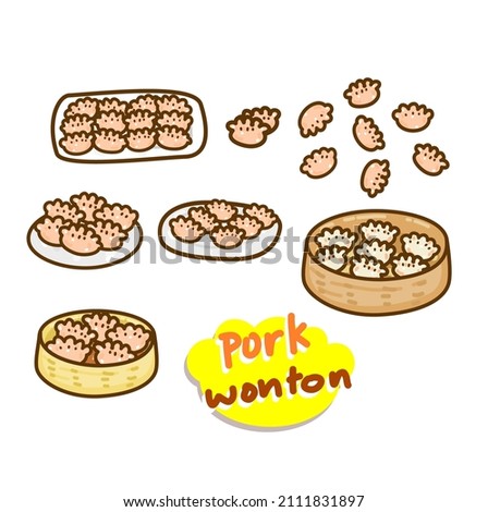 Illustration Pork wonton on background.