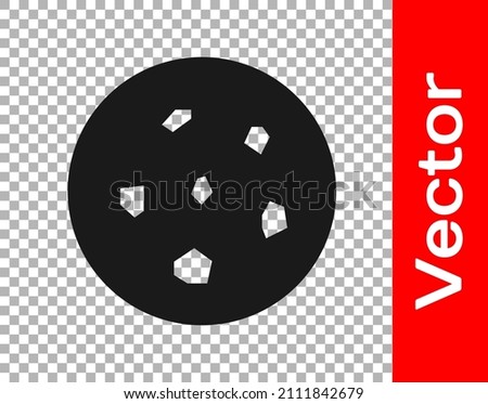 Black Cookie or biscuit with chocolate icon isolated on transparent background.  Vector Illustration