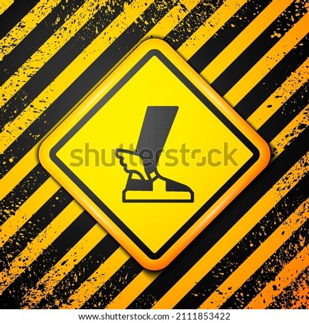 Black Hermes sandal icon isolated on yellow background. Ancient greek god Hermes. Running shoe with wings. Warning sign. Vector