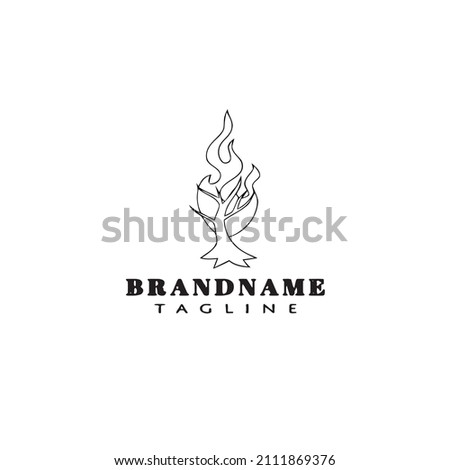 cute burning bush logo cartoon icon design template black modern isolated vector illustration