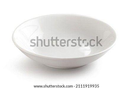empty white bowl isolated on white background Royalty-Free Stock Photo #2111919935