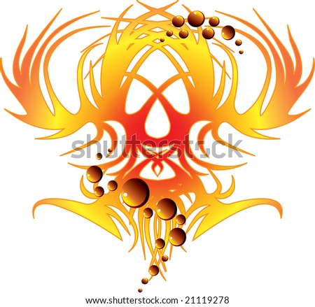 Abstract Winged Skull Gas Fire eagle abstract vector illustration