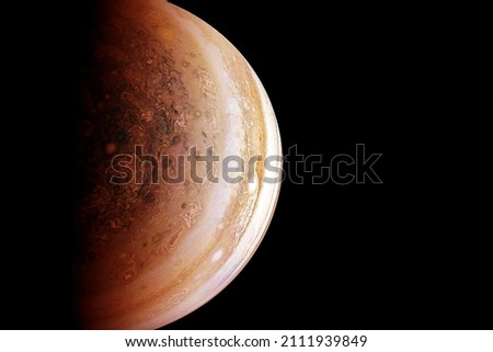 Planet Jupiter on a black background. Elements of this image furnished by NASA. High quality photo