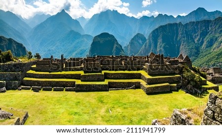 Ancient Incan city of Machu Picchu in Peru Royalty-Free Stock Photo #2111941799