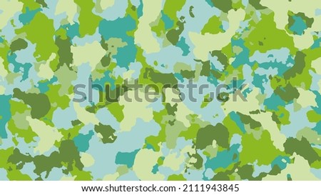 Camouflage fashion green seamless pattern. Bright abstract army background. Military wallpaper. Urban city camo illustration for fabric, textile or prints - Vector