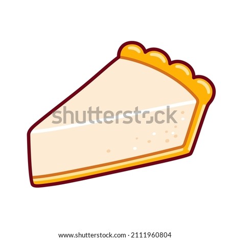 Cartoon cheesecake slice drawing. Isolated vector clip art illustration.