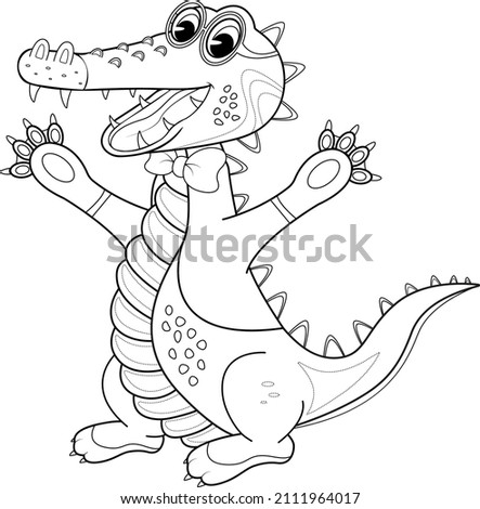 Children's coloring page. Cheerful crocodile in a jacket