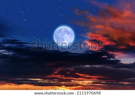 Moon beautiful to the background sky and clouds Royalty-Free Stock Photo #2111970698