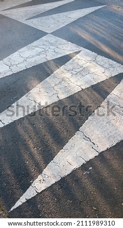 White triangles paint in road bump