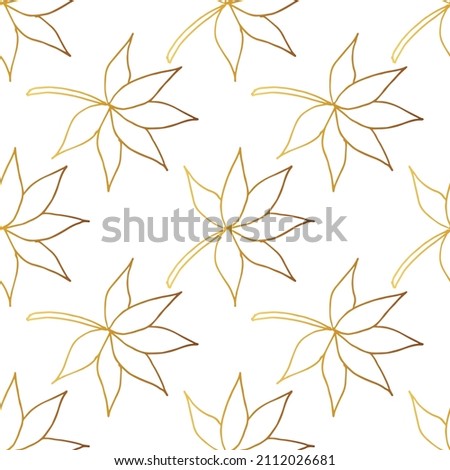 Creative golden universal floral pattern. Hand-drawn background in doodle style for wrapping paper, textiles, banner,  poster and card. 