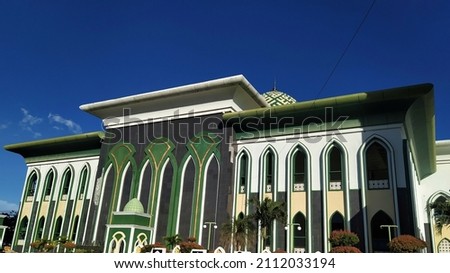 The architecture of a very magnificent building in the city center from the interior of the great Al Munawar mosque in the city of Ternate, North Maluku, Indonesia
