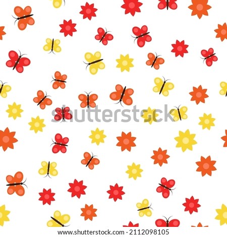 simple vector pattern yellow and red butterfly