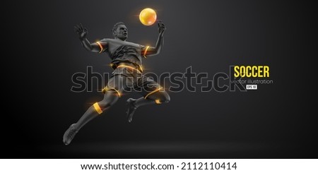 football soccer player man in action isolated black background. Vector illustration Royalty-Free Stock Photo #2112110414