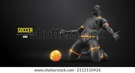 football soccer player man in action isolated black background. Vector illustration Royalty-Free Stock Photo #2112110426
