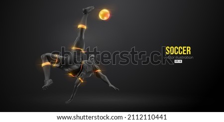 football soccer player man in action isolated black background. Vector illustration