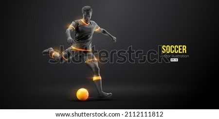 football soccer player man in action isolated black background. Vector illustration Royalty-Free Stock Photo #2112111812