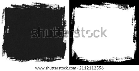 Square block of black paint texture isolated on white background with clipping mask (alpha channel) for quick isolation. Easy to selection object.