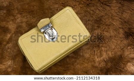 Leather box with zipper. On the background