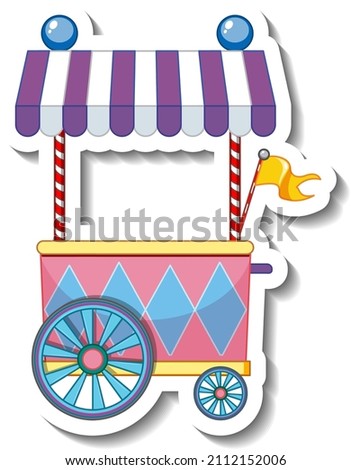 Sticker template with Ice cream cart isolated illustration