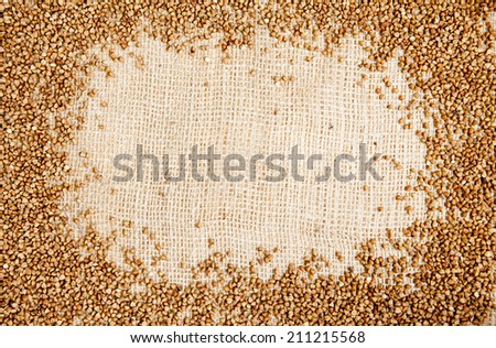 Background of buckwheat on sack cloth 