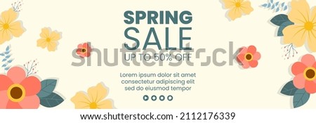 Spring Sale with Blossom Flowers Cover Template Flat Design Illustration Editable of Square Background for Social Media or Greeting Card Royalty-Free Stock Photo #2112176339