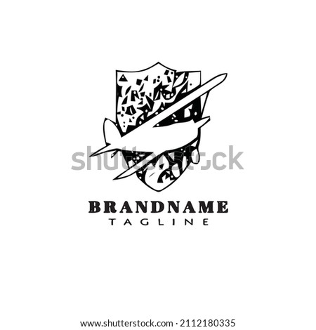 creative biplane logo cartoon icon design template black modern isolated vector illustration