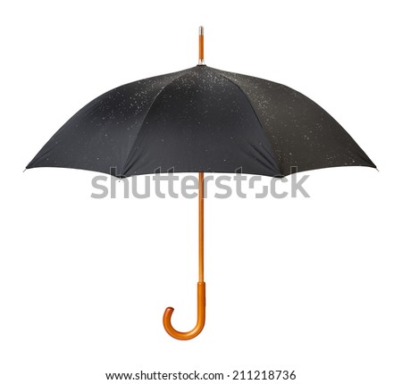 Wet Black Umbrella isolated on white with a clipping mask. 