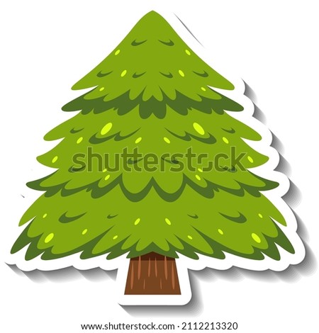 Isolated pine tree sticker illustration