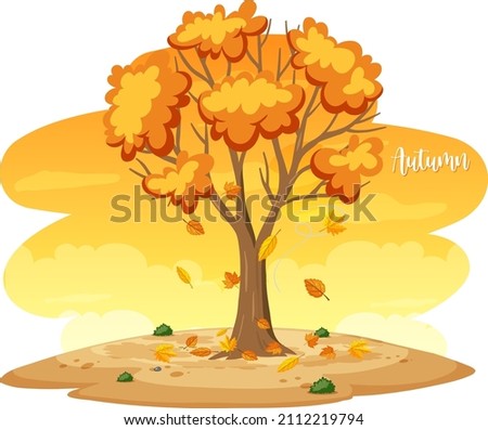 An autumn tree on white background illustration