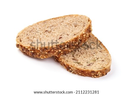 Whole grain bread, isolated on white background Royalty-Free Stock Photo #2112231281