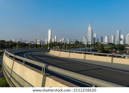 Highway and city skyline, Shenzhen, China cityscape
