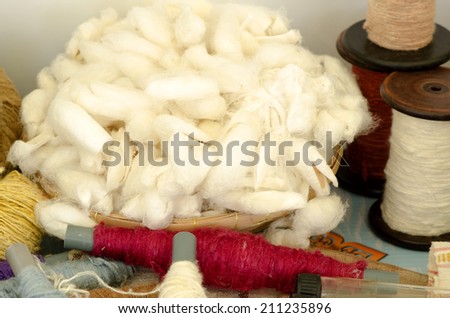 silkworm cocoon  and thread