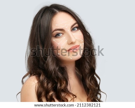 Shot of a beautiful woman. cosmetology concept.Hyaluronic acid injections for specific areas. Royalty-Free Stock Photo #2112382121