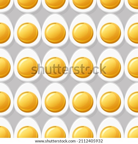 Seamless pattern egg halves, texture for graphic design. Vector illustration cute eggs background for wrapping paper or wallpaper.