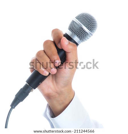 Hand holding a microphone