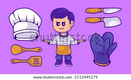 cute chef collection illustration with kid and game style with kid and game style suitable for mascot sticker and t-shirt design