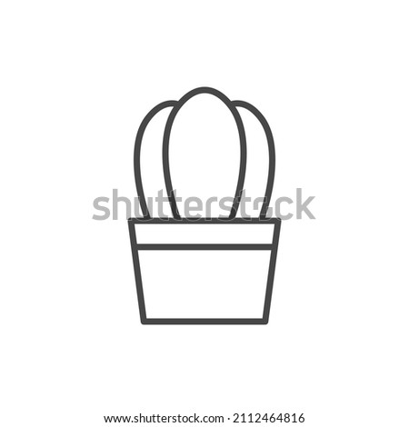 Cactus Outline Icon. House plants icon set. cactus in pot linear design. Line with editable stroke