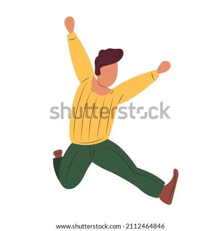 Freedom people flying, floating and jumping in air. Happy free youth human character relax and dream. Men fly down independent future. Cartoon flat illustration isolated on white.